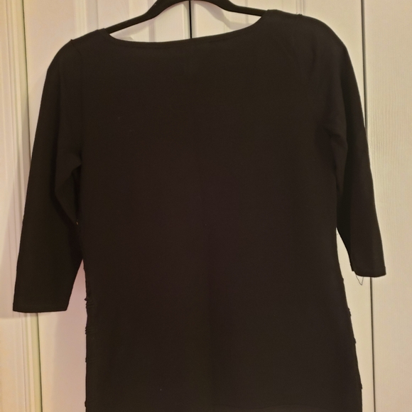 While House Black Market 3/4 Sleeve Black Knit Lace/Beaded Sweater Small Mint - Picture 4 of 5